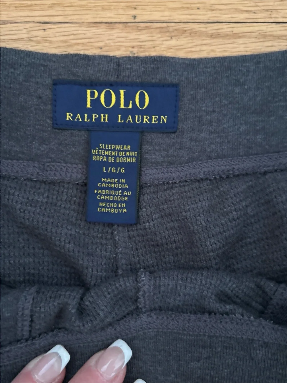 POLO RALPH LAUREN Men's Waffle Knit Lounge Jogger Pants in Gray Large Drawstring